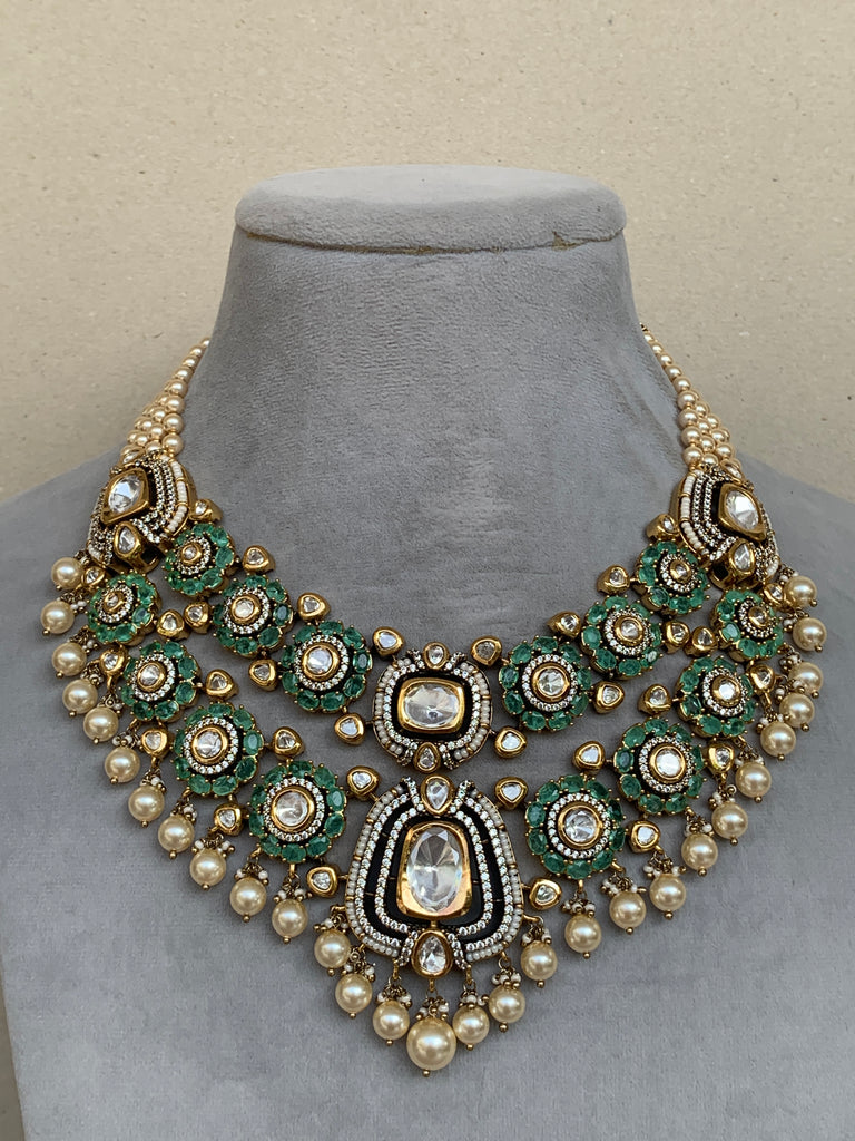 EN605PG Bridal Indo Western Uncut Set
