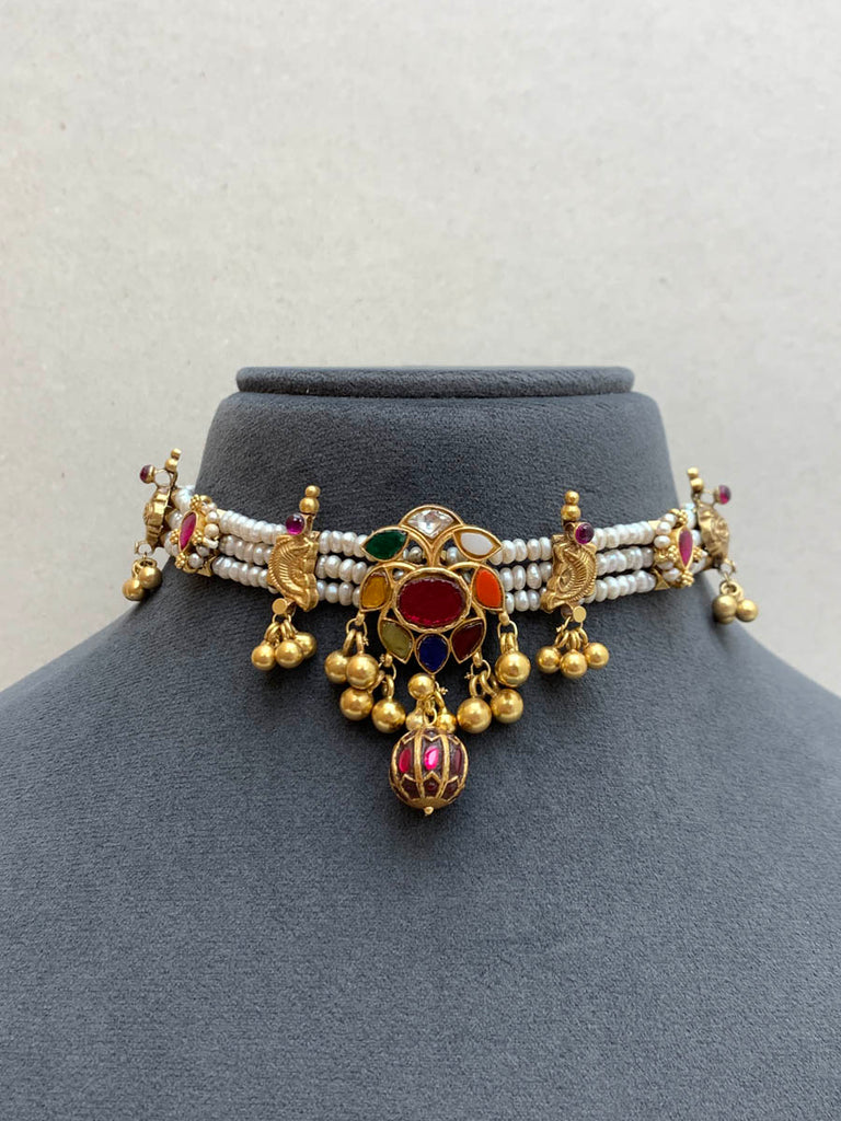 AJ1326  Heritage Navratna  Necklace