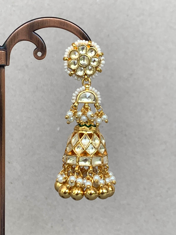 NT411 WHITE Jadau Earrings