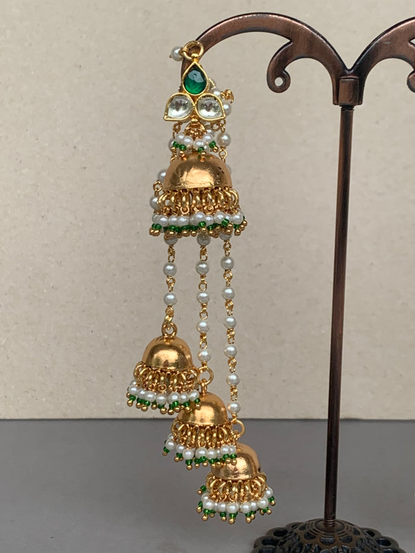 TN535 Green Jadau Earrings