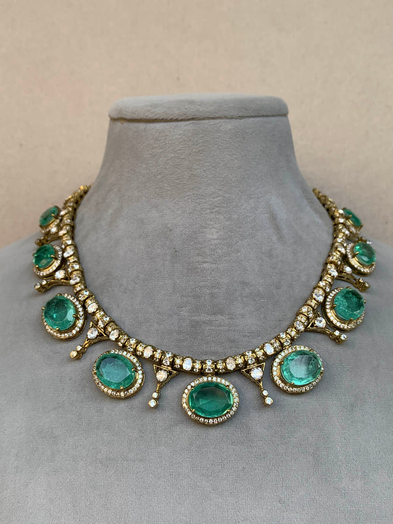 Z1993 Emerald Moissanite Set with Earrings