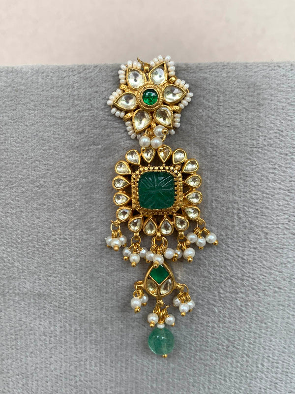 NT427 Green Jadau Earrings