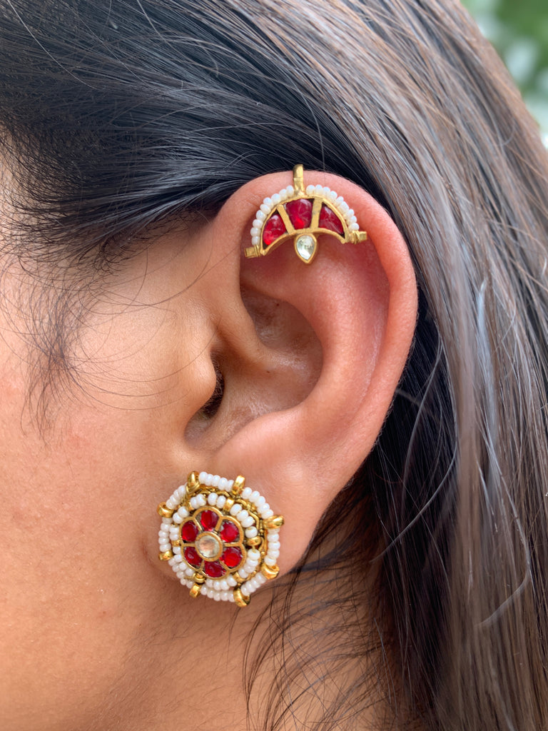 TN528 Red  Bugadi Jadau Earrings