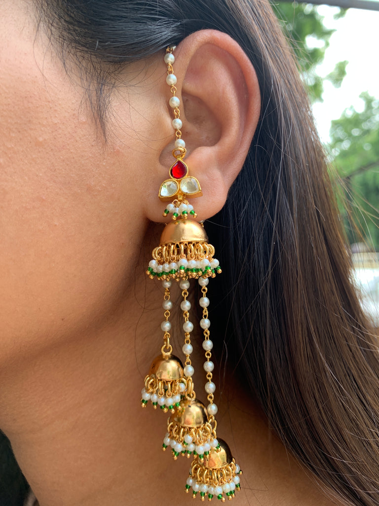 TN535 Red Jadau Earrings