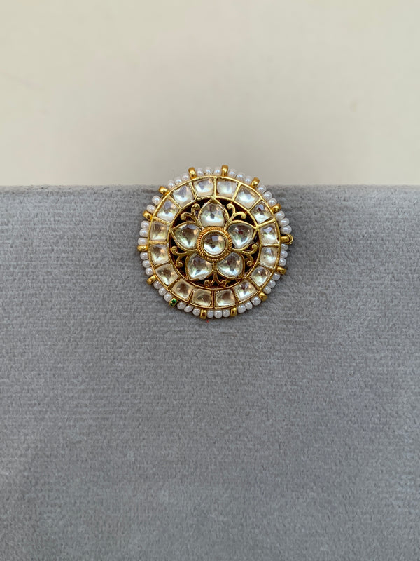NT886 White Jadau Earrings