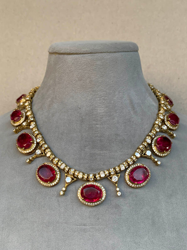 Z1993 Ruby Moissanite Set with Earrings