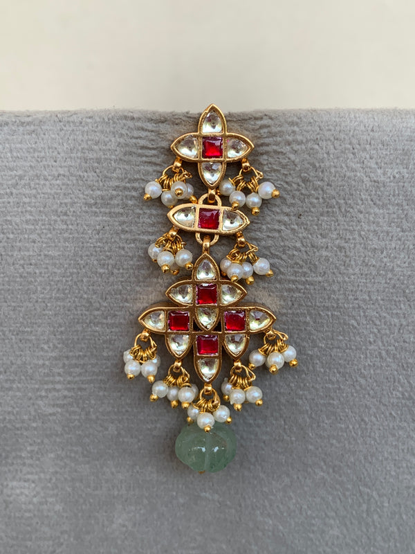 TN834  Multi Jadau Earrings
