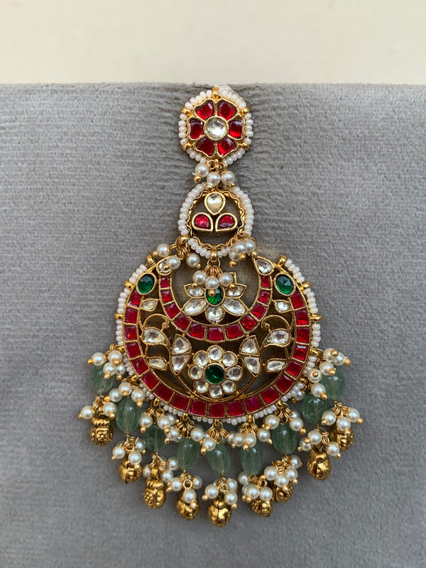 TN855  Multi Jadau Earrings