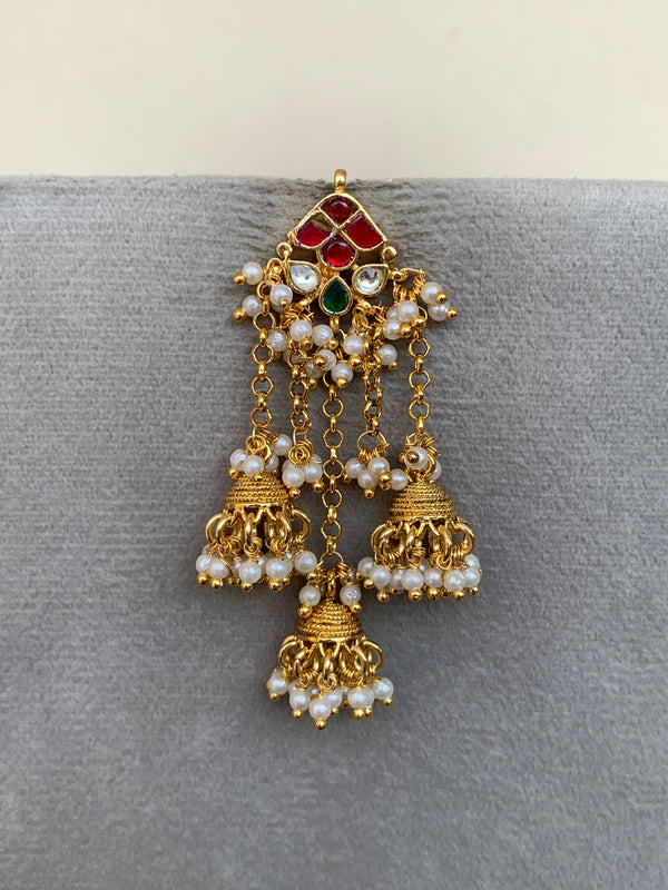 TN849  Multi Jadau Earrings