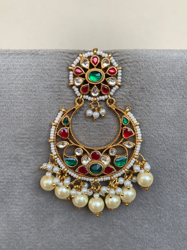 TN785  Multi Jadau Earrings