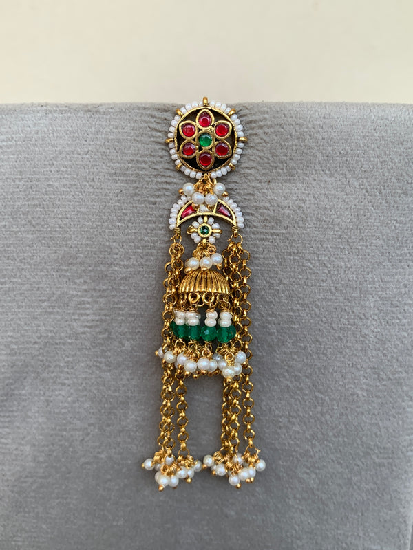 TN850  Multi Jadau Earrings