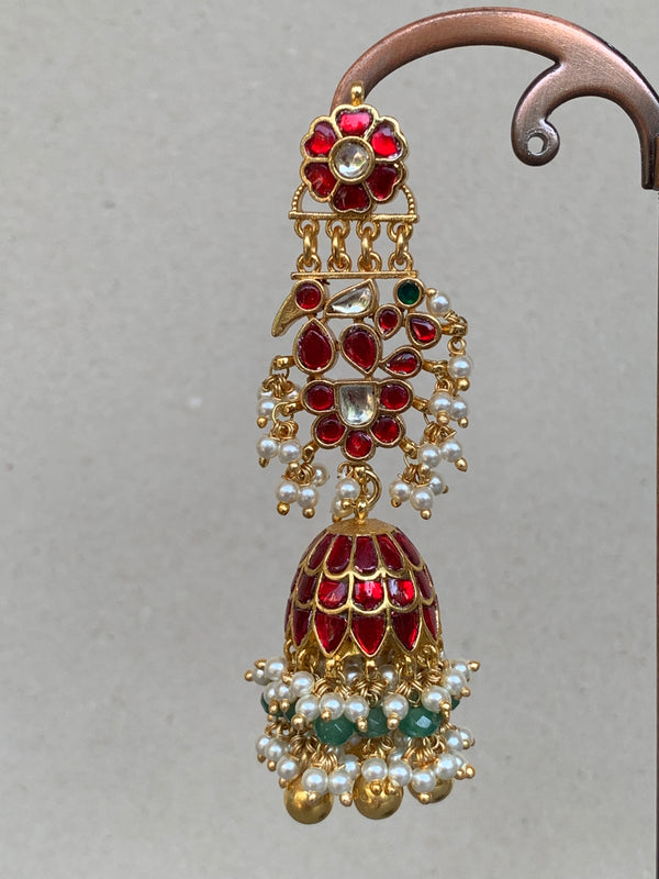 TN842  Multi Jadau Earrings