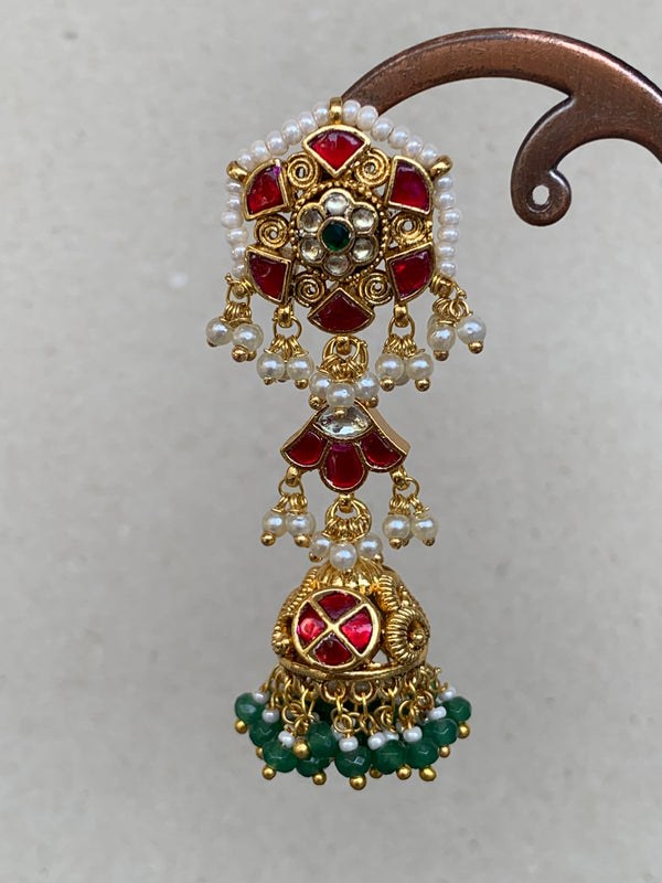 TN818  Multi Jadau Earrings