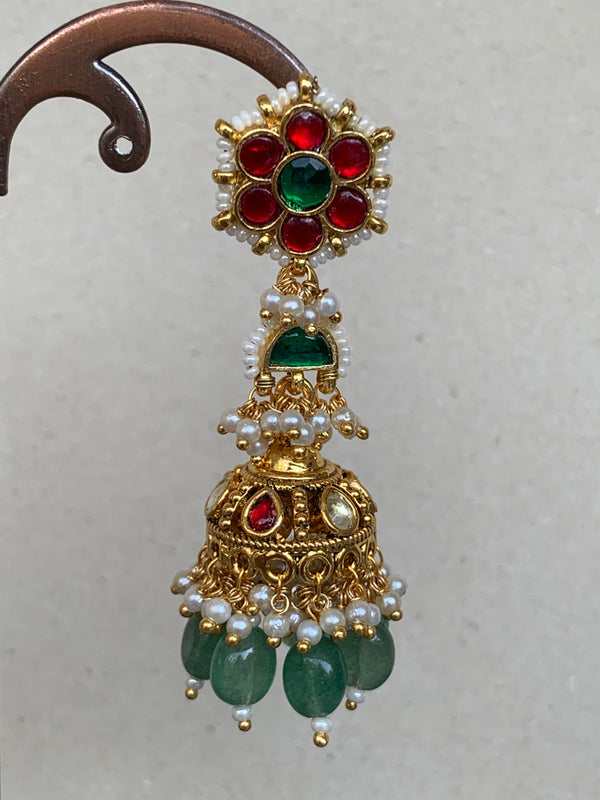 TN857  Multi Jadau Earrings