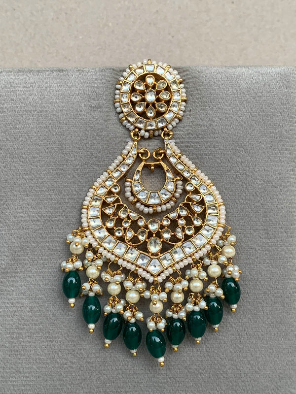 TN160 White Jadau Earrings