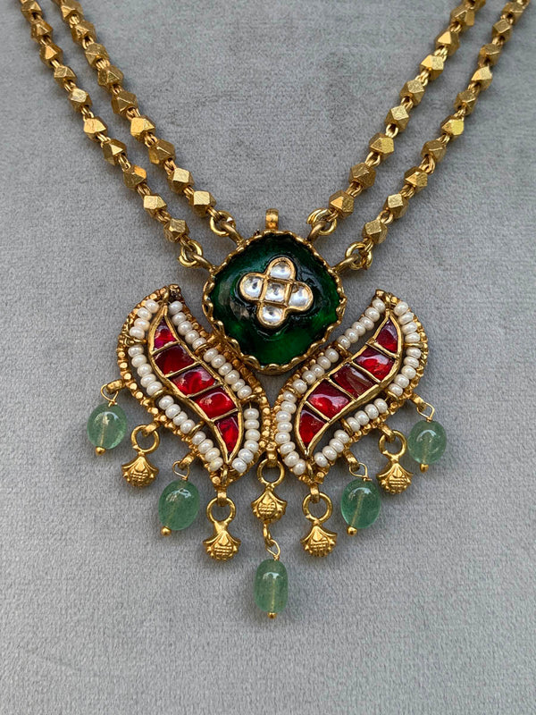 NR525 Green Stone Jadau Set