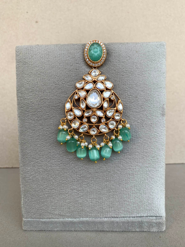 EE484 Pastel Green Indo Western Earrings