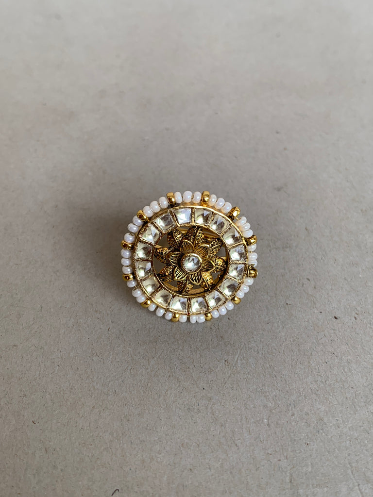 JV279W Antique Jadau Ring