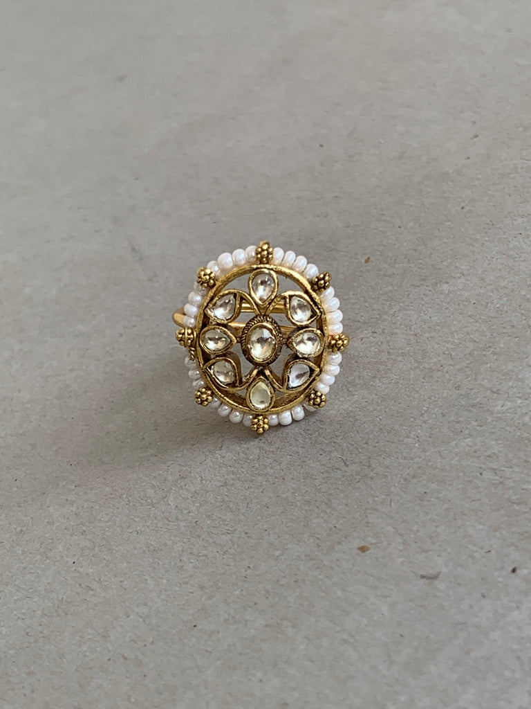 JV488W Antique Jadau Ring