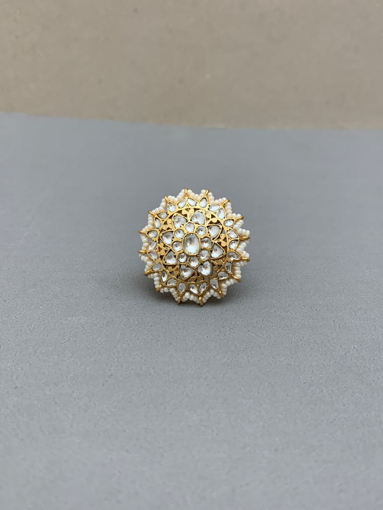 JV697W Antique Jadau Ring
