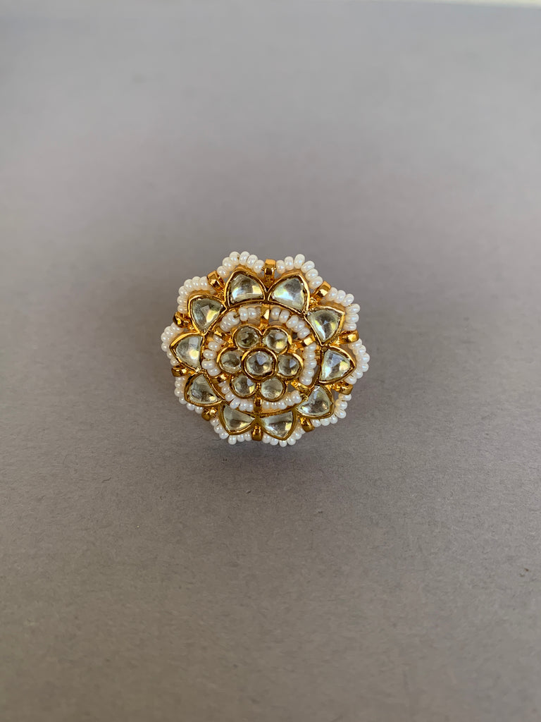 JV407W White Jadau Ring