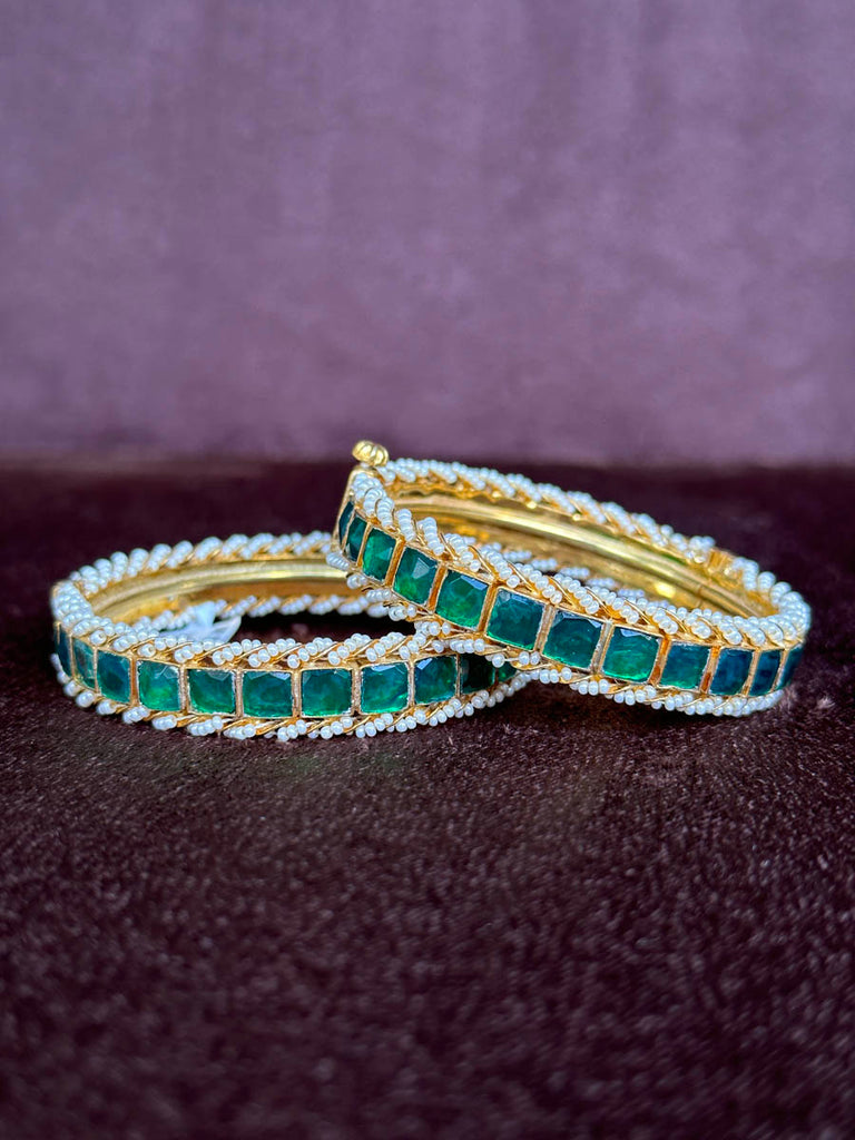 MB398 Green Jadau Bangle