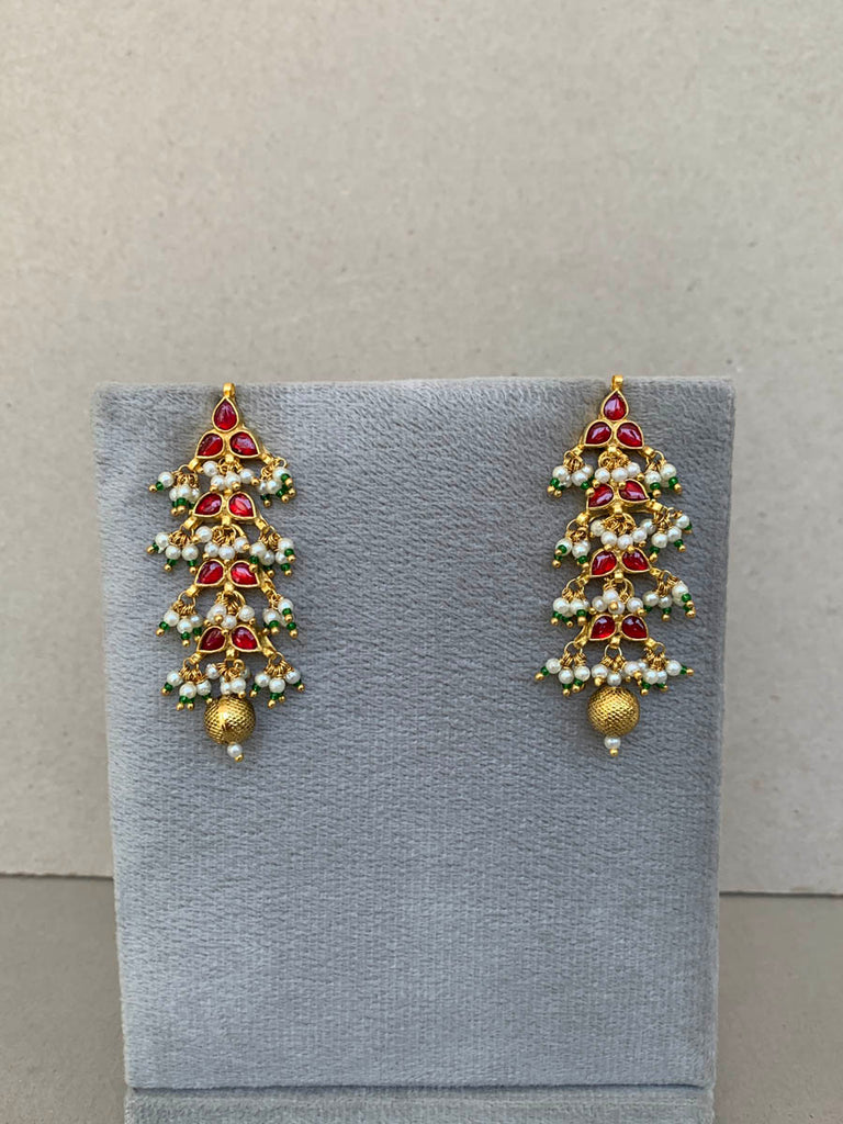 ME721 RED Jadau Earrings