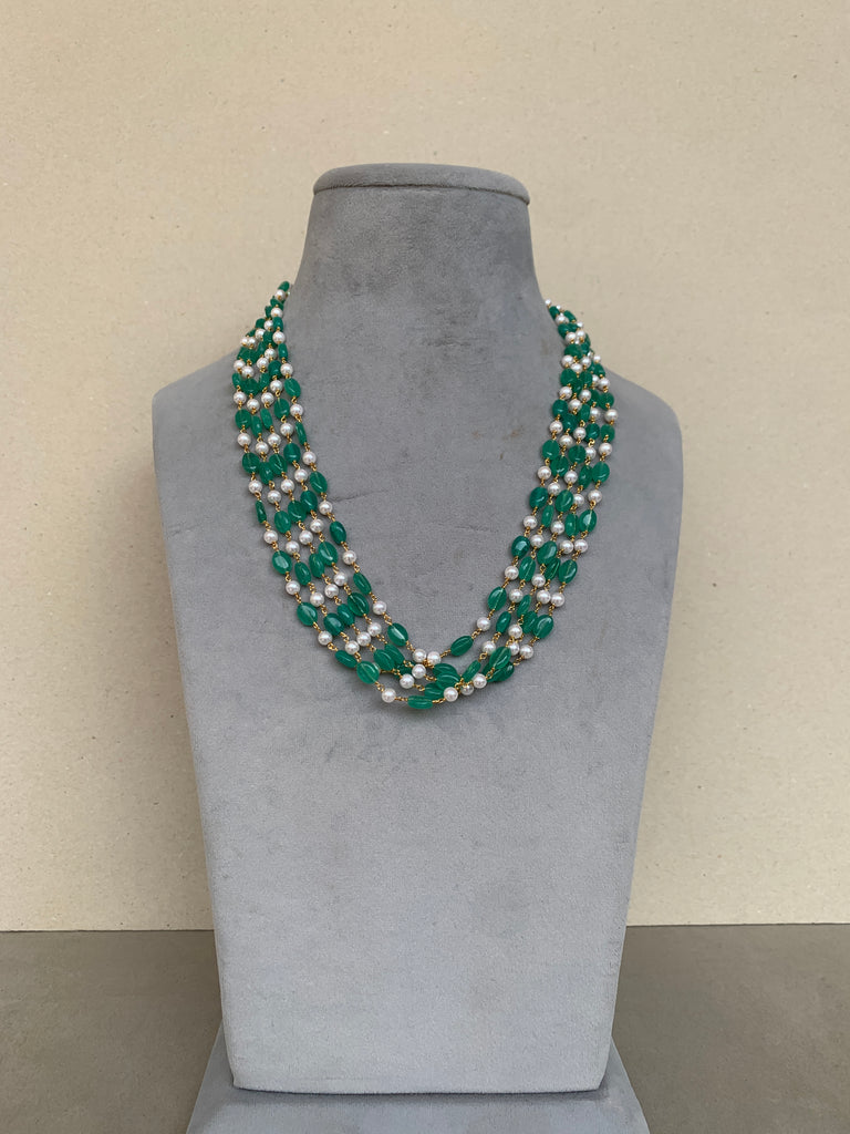 ML126 Green And White Ganthan Mala