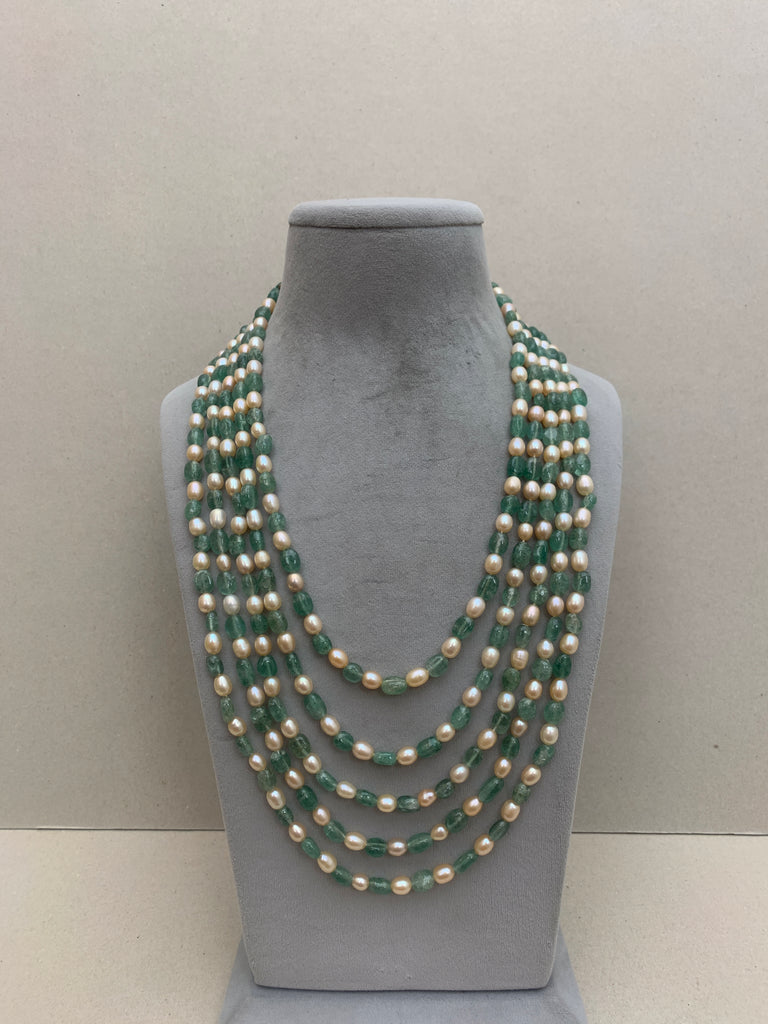 ML346  Aventurine Pearl  Mala