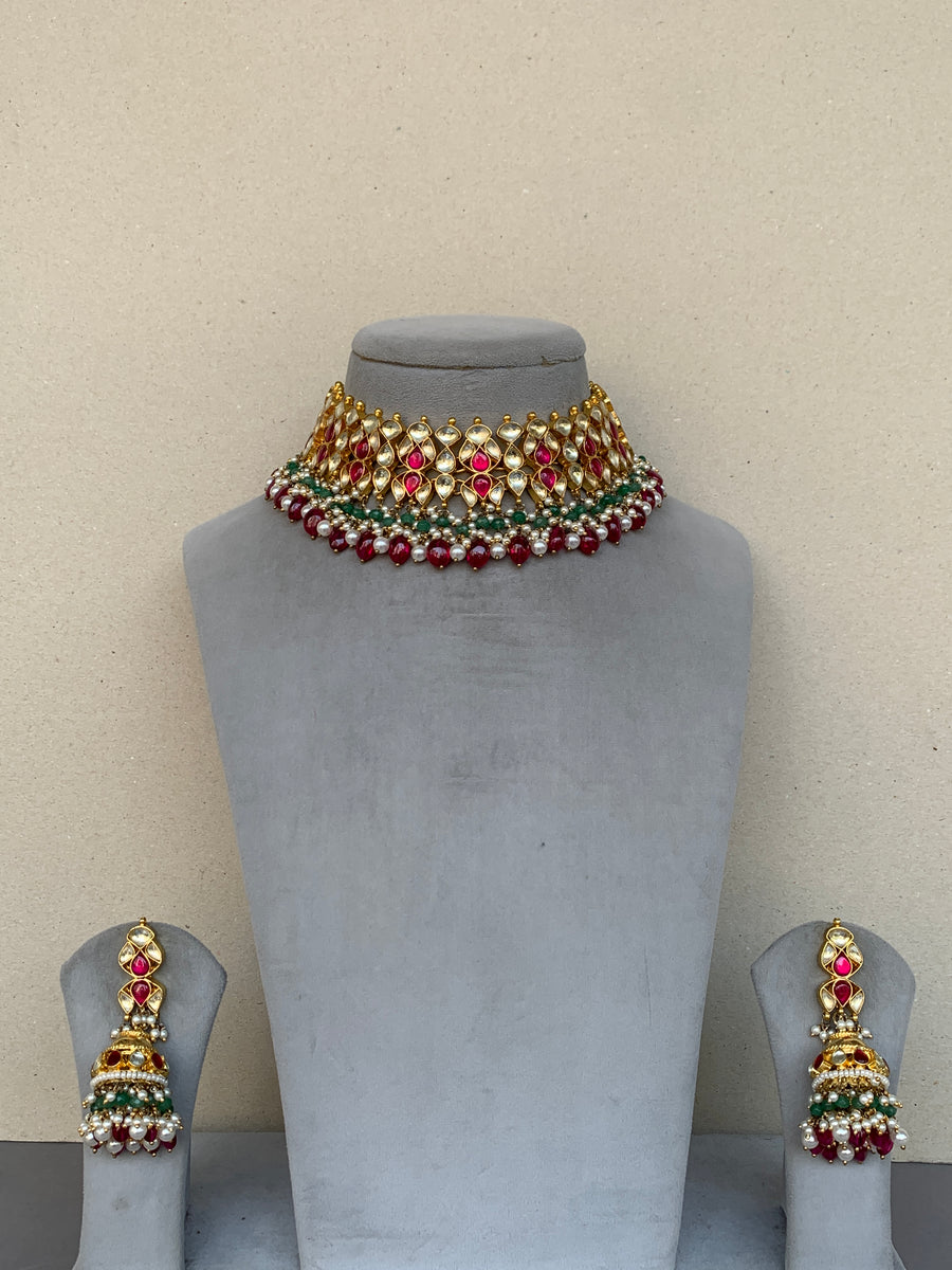 MM484 Multi Jadau Set – Raj Jewellery