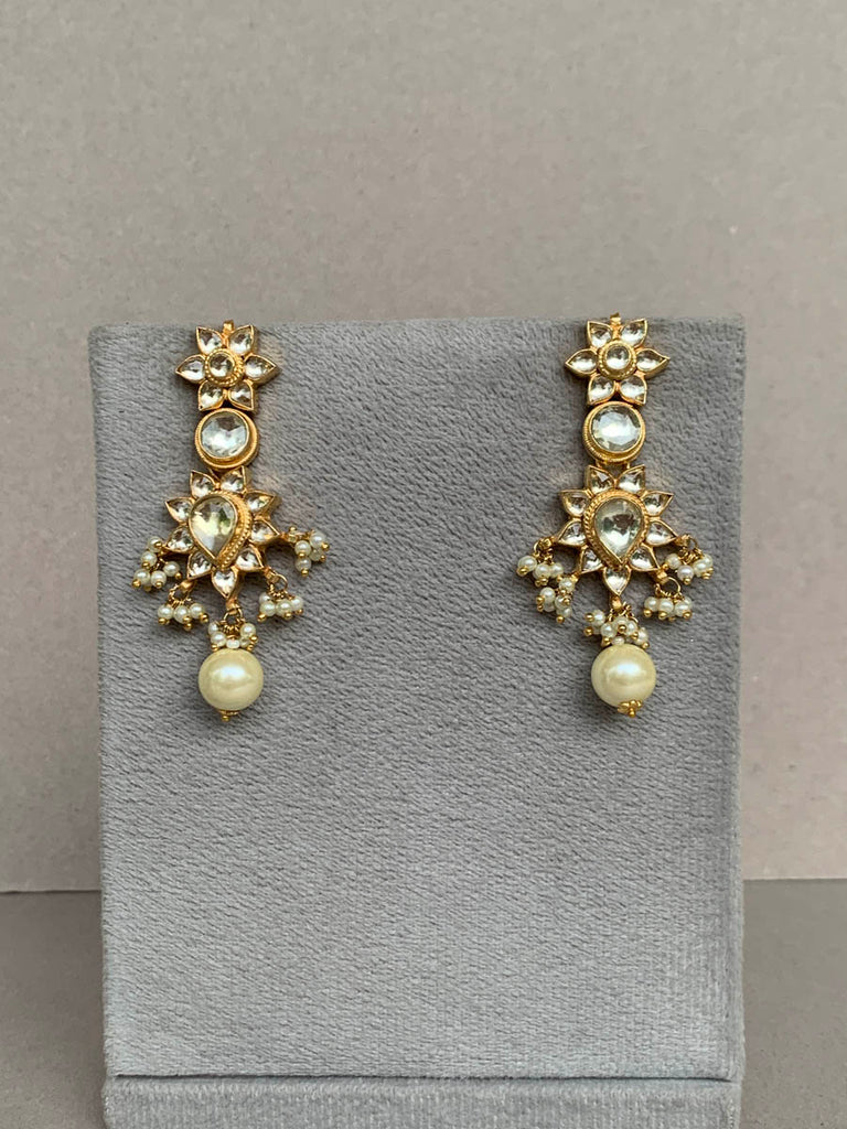 TN155 WHITE  Jadau Earrings