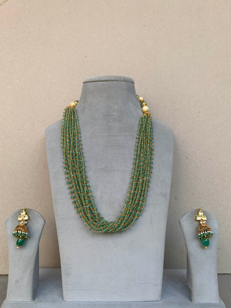 MM826 Green Mala with earrings