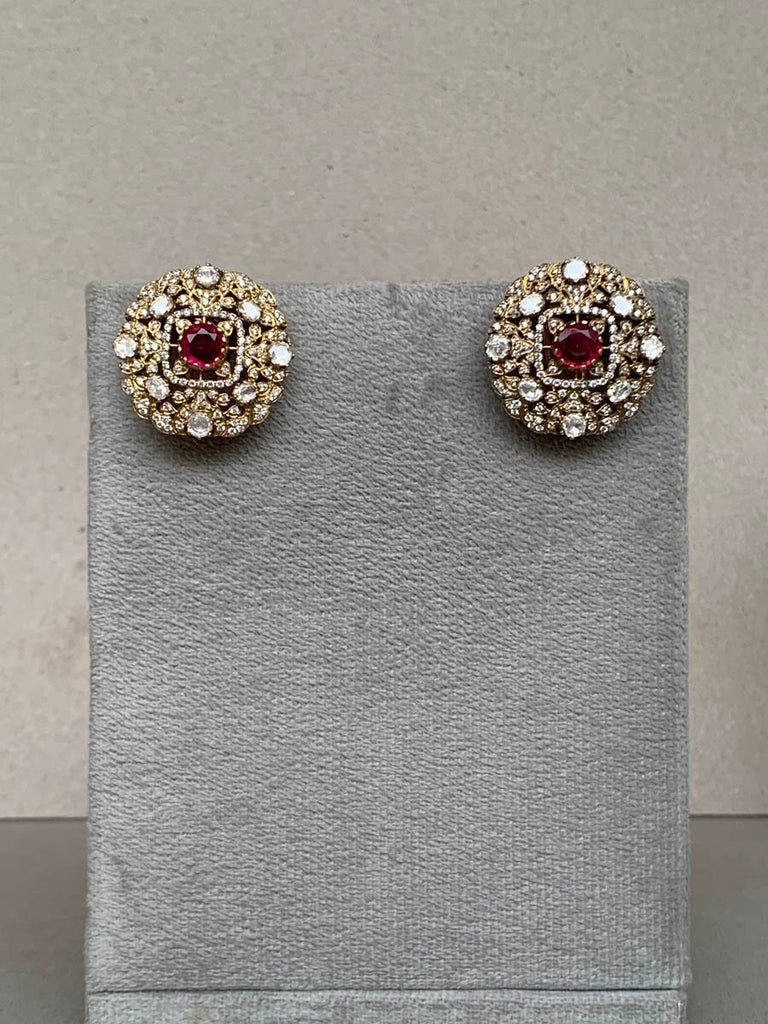 MZ098 Ruby Moissanite Earrings