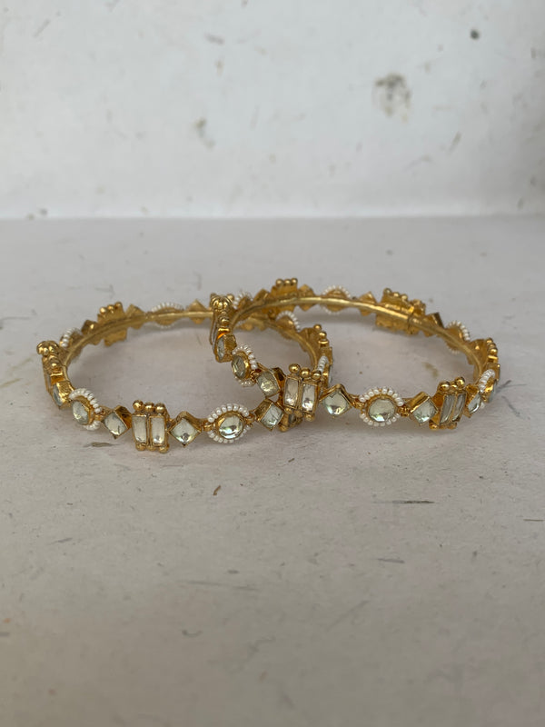 MB434W White Jadau Bangle