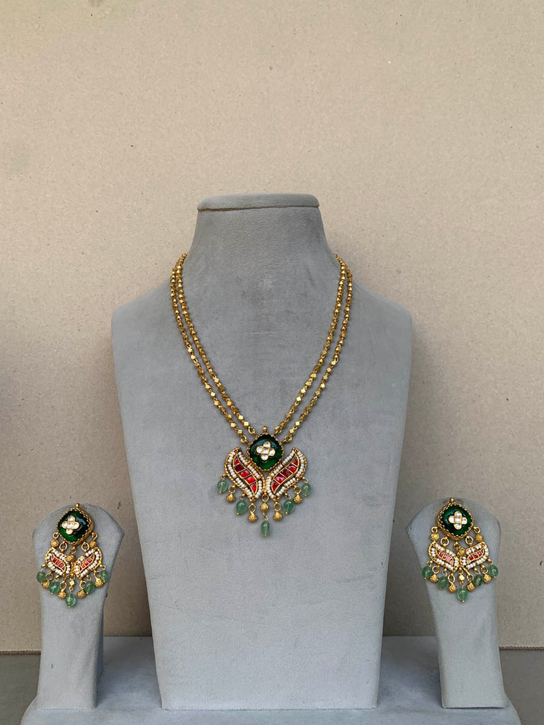 NR525 Green Stone Jadau Set