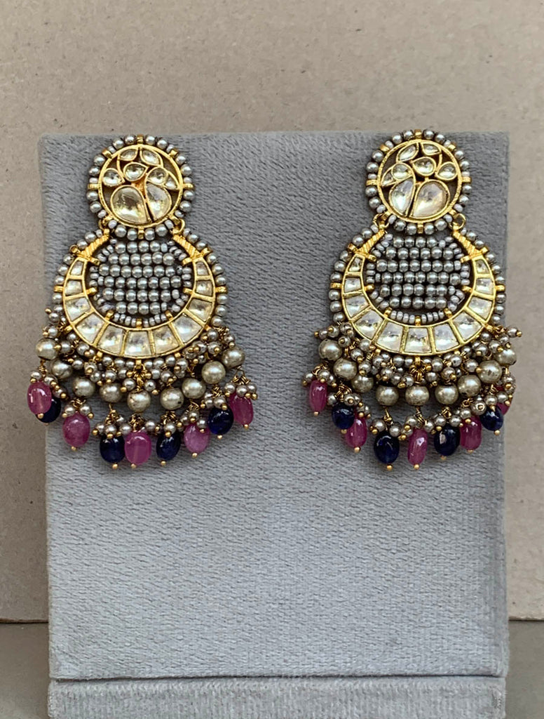 NT404 White Jadau Earrings