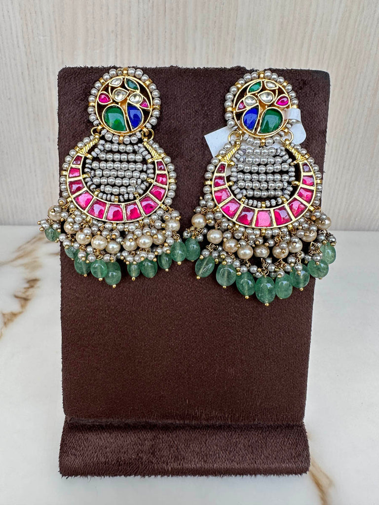 NT404 Green Jadau Earrings