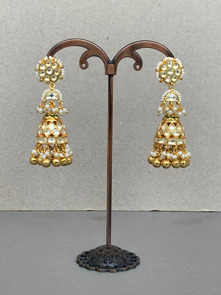 NT411 WHITE Jadau Earrings