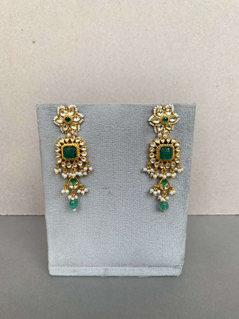 NT427 Green Jadau Earrings