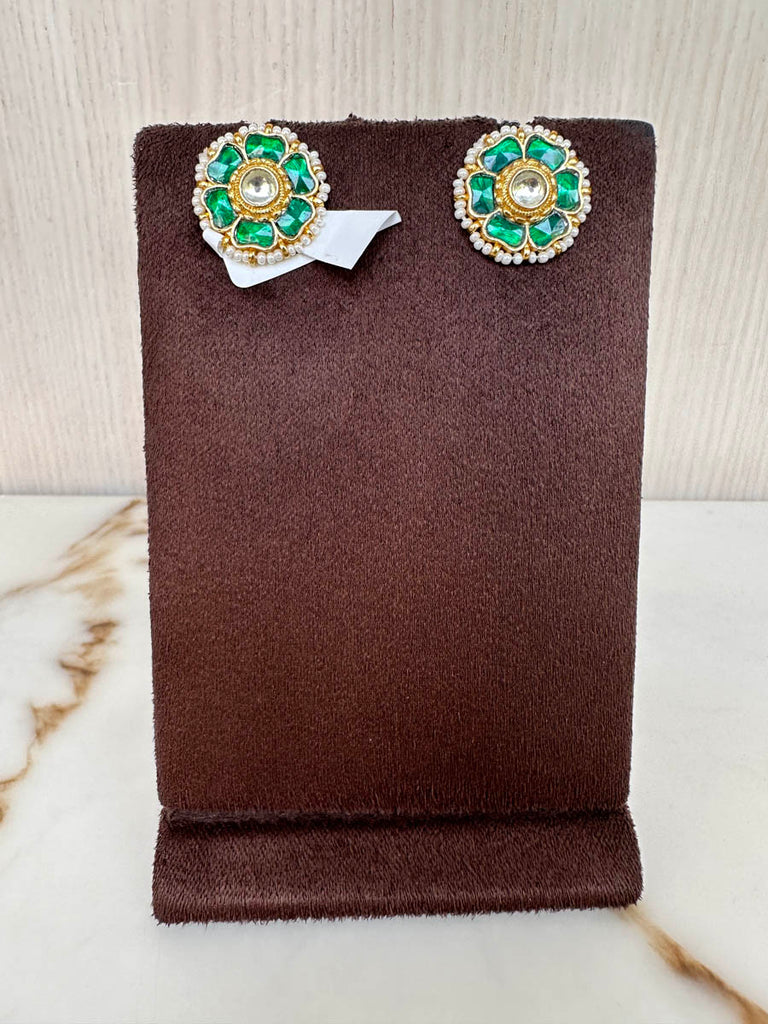 NT615 Green Jadau Earrings