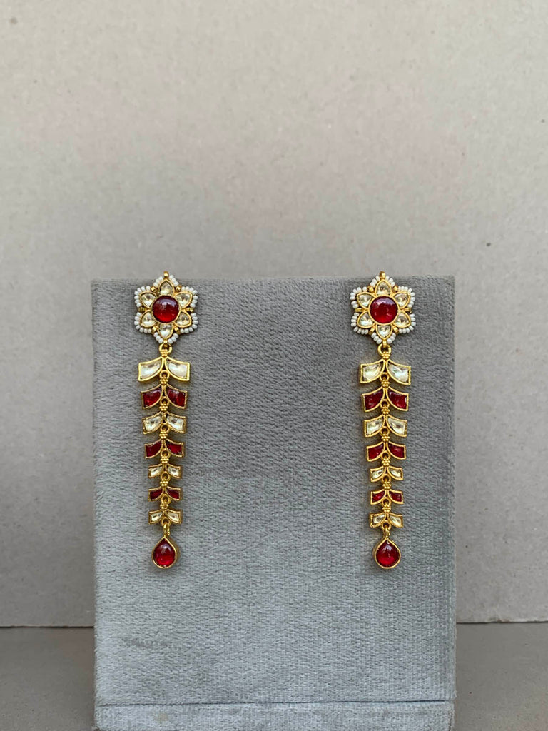 NT695 Red Jadau Earrings