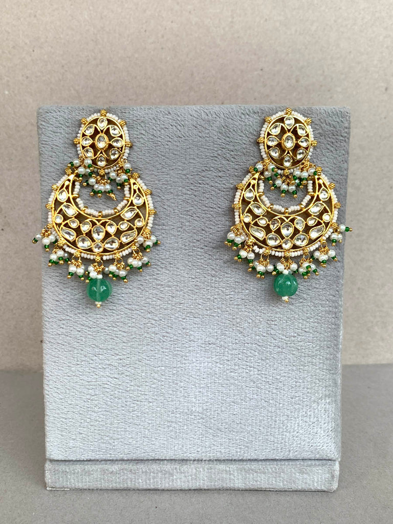 NT982 White Jadau Earrings