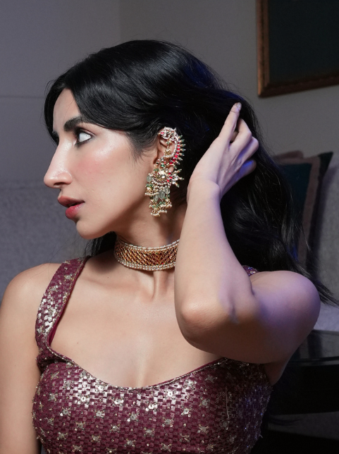 Parul Gulati aka Ms Malkin in RH719 Jadau Jhumka Earrings