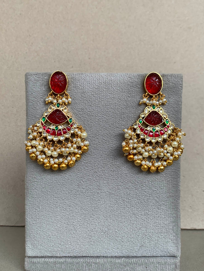 RH487 RED   Jadau Earrings