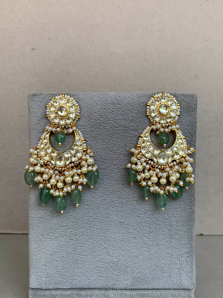 RH507 White Jadau Earrings