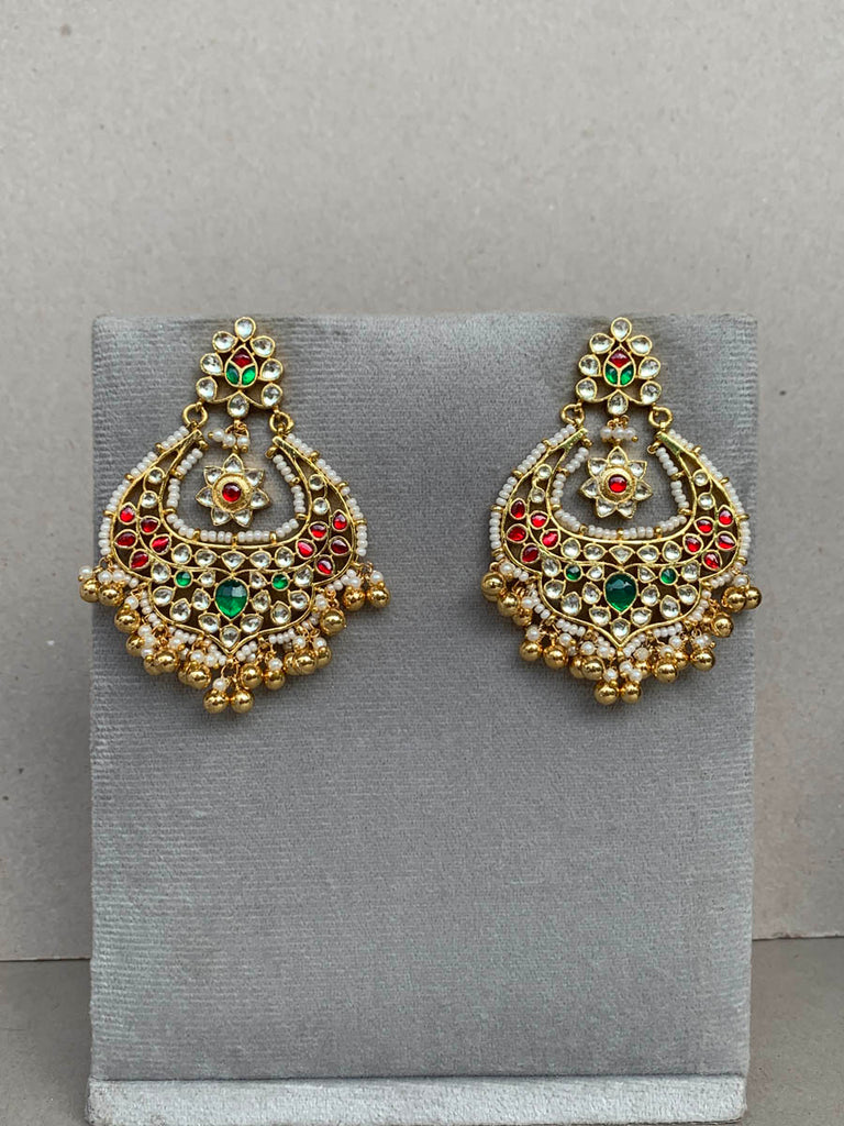 RH622  Multi  Jadau Earrings