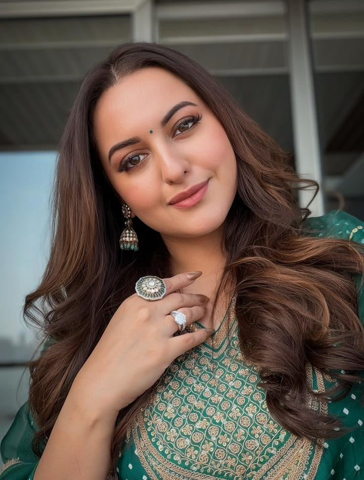 Sonakshi Sinha in ZM697 Moissanite Jhumka Earrings