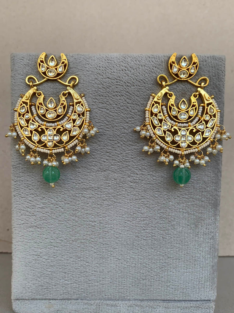 TN011 White Jadau Earrings