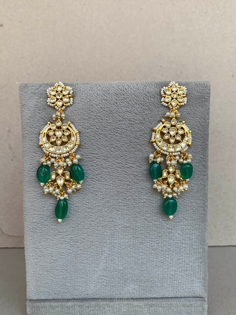 TN017 White Jadau Earrings