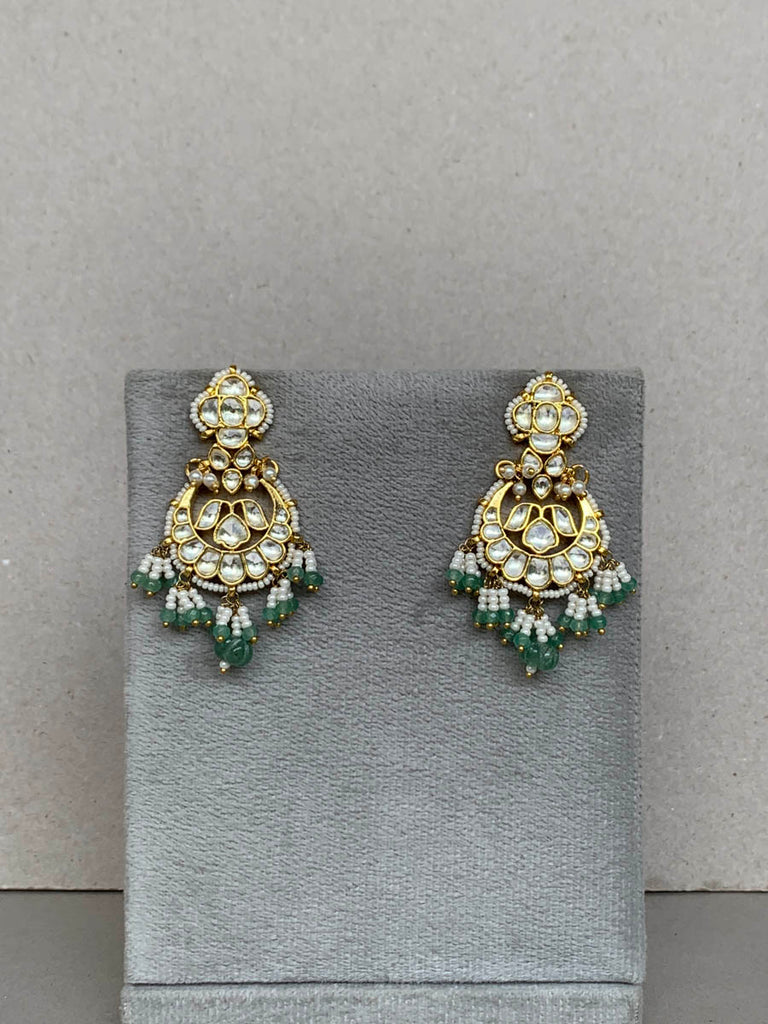 TN032  White Jadau Earrings